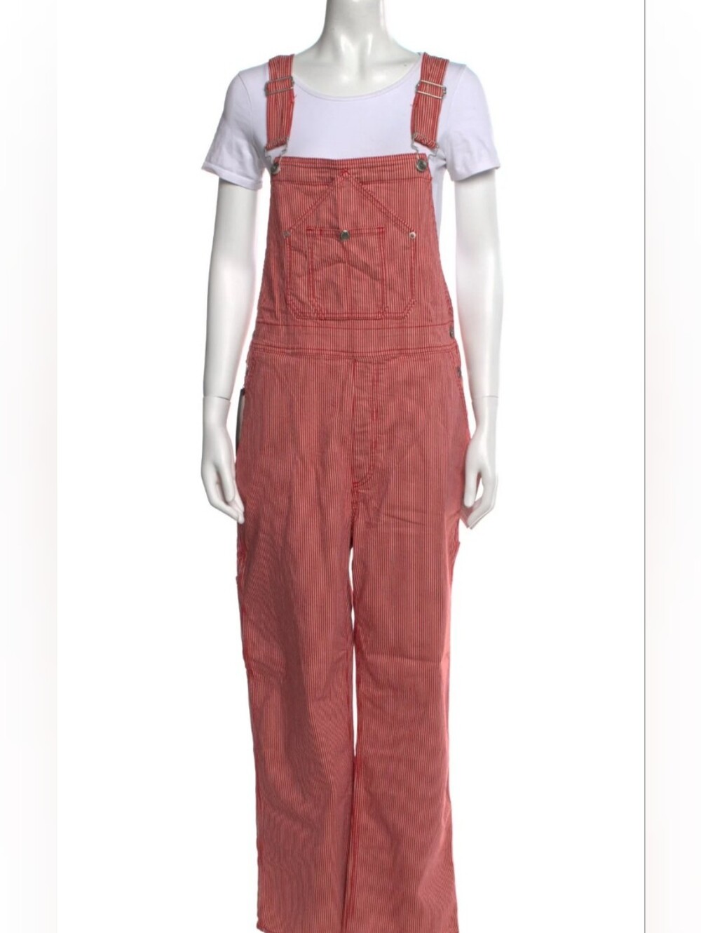 rag & bone Coral-Striped Women's Overalls